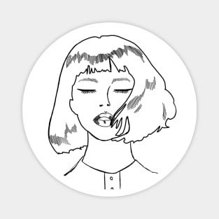 Girl line art portrait Magnet